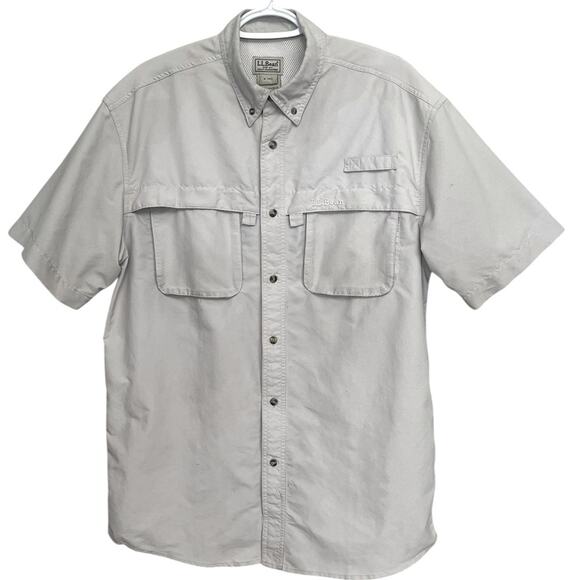 L.L. BEAN Fishing Shirt Vented Short Sleeve
Button Up Nylon Stone UPF 50 Men’s M - Picture 1 of 8
